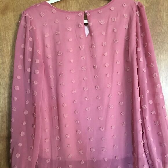 Qearal SZ Small Pink Long Sleeve Top Blouse - Picture 2 of 4
